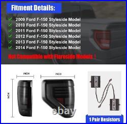 For 09-14 Ford F-150 F150 Pickup Sequential LED Tail Lights Lamps Smoke Lens Set