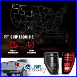 For 09-14 Ford F-150 F150 Pickup Sequential LED Tail Lights Lamps Smoke Lens Set