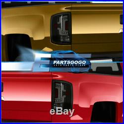 For 14-18 Chevy Silverado LED Tail Lights Brake Lamps Black Housing Smoked Lens
