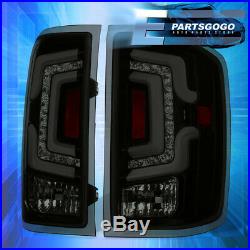 For 14-18 Chevy Silverado LED Tail Lights Brake Lamps Black Housing Smoked Lens