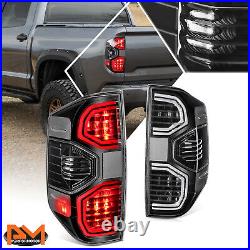 For 14-21 Toyota Tundra Black Housing Clear Lens LED Tail Lights Stop Lamps Pair