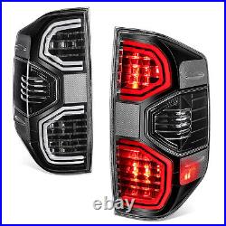 For 14-21 Toyota Tundra Black Housing Clear Lens LED Tail Lights Stop Lamps Pair