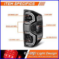 For 14-21 Toyota Tundra Black Housing Clear Lens LED Tail Lights Stop Lamps Pair