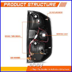 For 14-21 Toyota Tundra Black Housing Clear Lens LED Tail Lights Stop Lamps Pair