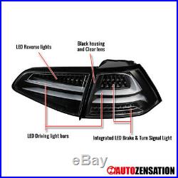 For 15-17 VW GTI Golf MK7 Black Full LED Replacement Tail Lights Brake Lamp Pair