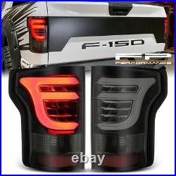 For 15-20 Ford F150 AlphaRex PRO-Series LED Tail Lights Black Housing Smoke Lens