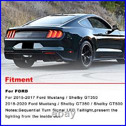 For 15-23 Ford Mustang LED Tail Lights Sequential Turn Smoked Lens Euro Style