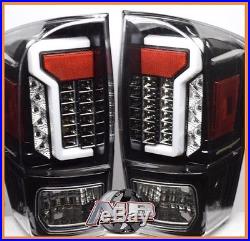 For 16 17 18 Toyota Tacoma TRD SR SR5 Fiber Optic LED Tail Lights Black Clear