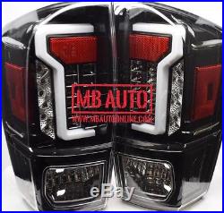 For 16 17 18 Toyota Tacoma TRD SR SR5 Fiber Optic LED Tail Lights Black Clear