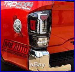 For 16 17 18 Toyota Tacoma TRD SR SR5 Fiber Optic LED Tail Lights Black Clear