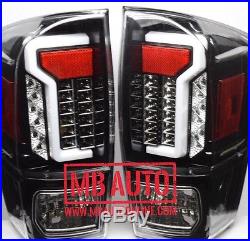 For 16 17 18 Toyota Tacoma TRD SR SR5 Fiber Optic LED Tail Lights Black Clear
