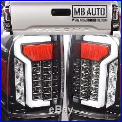 For 16 17 18 Toyota Tacoma TRD SR SR5 Fiber Optic LED Tail Lights Black Clear