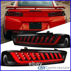 For 16-18 Chevy Camaro Black LED Sequential Tail Lights Tinted Turn Signal Pair