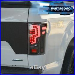 For 18-20 Ford F150 Black LED Tube Streak Tail Light Brake Lamps Assembly Lh+Rh
