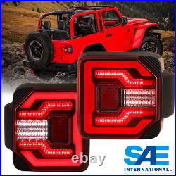 For 18-23 Jeep Wrangler JL JLU LED Tail Lights Sequential Turn Signal Red Lamps