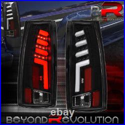 For 1988-1998 Chevy GMC C/K C1500/K1500 White LED Tube Black Tail Lights Lamps