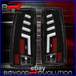 For 1988-1998 Chevy GMC C/K C1500/K1500 White LED Tube Black Tail Lights Lamps