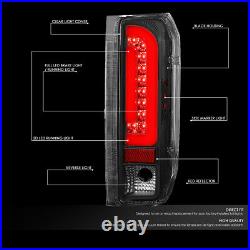 For 1990-1997 Ford F150 F250 Bronco Red 3d Led Bar Tail Light Brake Lamps Black