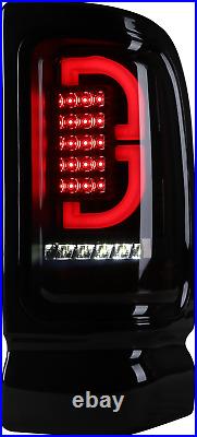 For 1994-2001 Dodge Ram 1500 2500 3500 Brake Lamps LED Tail Lights Black Smoke