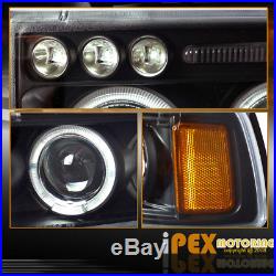 For 1994-2001 Dodge Ram 2500 1500 Halo Projector LED Headlight +Tail Light Black