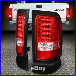 For 1994-2002 Dodge Ram Pickup Chrome Housing Red Lens Led Brake Tail Light