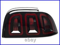 For 1996-1998 Mustang Raxiom Icon LED Tail Lights Black Housing Smoked Lens