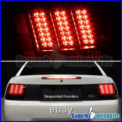 For 1999-2004 Ford Mustang LED Sequential Tail Lights Signal Brake Lamps Black