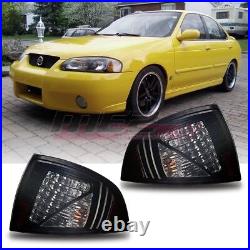 For 2000-2003 Nissan Sentra LED Tail Lights Black Smoke Lens Left+Right Pair