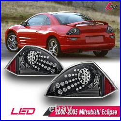 For 2000-2005 Mitsubishi Eclipse LED Tail Lights Black Rear Lamp Pair Clear Lens