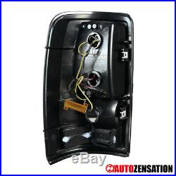 For 2000-2006 Chevy Suburban GMC Yukon XL Black LED Tail Brake Lights Clear Bar