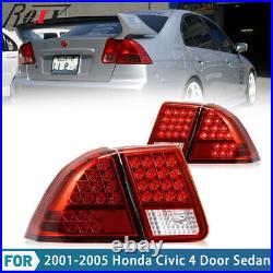 For 2001 2002 2003 2004 2005 Honda Civic 4 Door Sedan LED Tail Lights Lamps Red