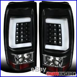 For 2003-2007 Chevy Silverado Sierra 1500 2500 Black Tail Brake Lights+LED Tube