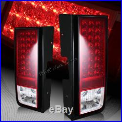 For 2003-2009 Hummer H2 Chrome Red/Clear Lens LED Rear Brake Tail Lights Lamp