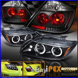 For 2004-2007 Scion TC Dual Halo Projector LED Headlights + Tail Lights Black