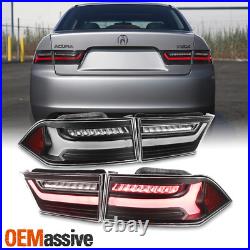 For 2004-2008 Acura TSX LED Light Bar Tail Lights Brake Lamp Black Housing