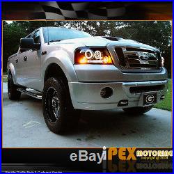 For 2004-2008 Ford F150 LED Halo Projector Headlights With Black Euro Tail Lights