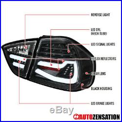 For 2005-2008 BMW 3-Series E90 Black Clear Tail Brake Lights with LED DRL Bar Tube