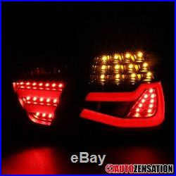 For 2005-2008 BMW 3-Series E90 Black Clear Tail Brake Lights with LED DRL Bar Tube