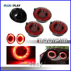 For 2005-2013 Chevrolet Corvette C6 LED Red Halo Ring Rear Brake Tail Lights 4PC