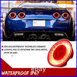 For 2005-2013 Chevrolet Corvette C6 LED Red Halo Ring Rear Brake Tail Lights 4PC