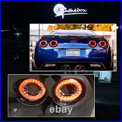 For 2005-2013 Chevrolet Corvette C6 LED Red Halo Ring Rear Brake Tail Lights 4PC