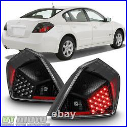 For 2007-2012 Altima 4-Door Sedan Black LED Tail Lights Brake Lamps Left+Right