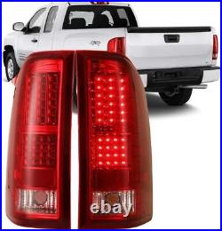 For 2007-2013 Chevy Silverado 1500 2500 3500 LED Tail Lights Red Lens Lamps Pair