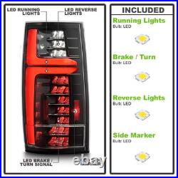 For 2007-2013 Chevy Suburban Tahoe Yukon Black Full LED TaiL Lights Brake Lamps