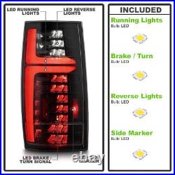 For 2007-2013 Chevy Suburban Tahoe Yukon Black Smoked Full LED TaiL Lights Lamps