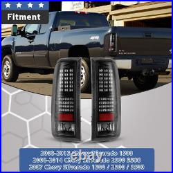 For 2007-2014 Chevy Silverado 1500 2500 3500HD LED Tail Lights Black Clear Lens