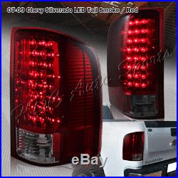 For 2007-2014 Chevy Silverado 1500 2500 3500 LED Smoke/Red Lens Rear Tail Lights