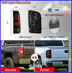 For 2007-2014 Chevy Silverado 1500 2500 LED Tail Lights Black Smoke Lens Lamps