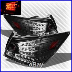 For 2008-2012 Honda Accord 4 Door LED Blk Tail Lights Rear Brake Lamp Pair New