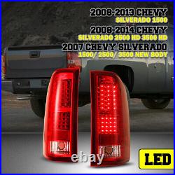 For 2008-2013 Chevy Silverado 1500 2500 3500 LED Tail Lights Red Lens Lamps Pair